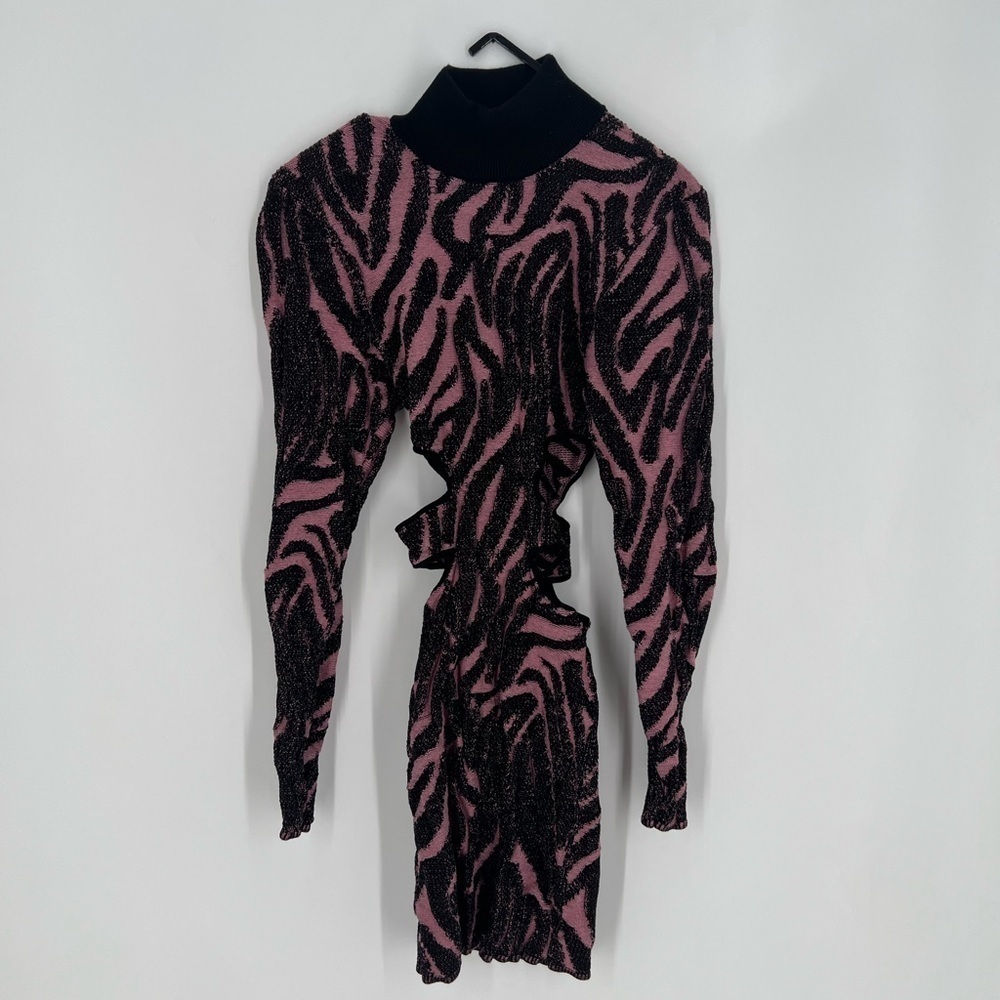 Dundas x Revolve Jett Jacquard Cut Out Mini Dress In Animal Jacquard
